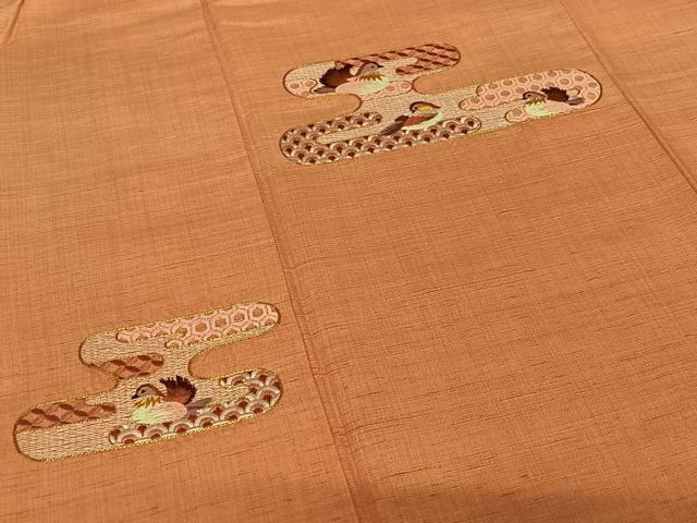 平和屋着物●紬 訪問着 駒刺繍 エ霞鴛鴦文 暈し染め 正絹 逸品 AAAZ0119zg