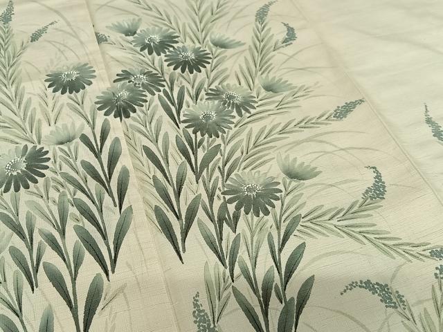 平和屋着物●訪問着 紬地 手描き 草花文 ろうけつ染め 正絹 逸品 AAAZ0121zg