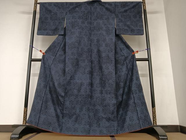 平和屋着物●結城紬 花亀甲文 正絹 逸品 AAAZ0129zg