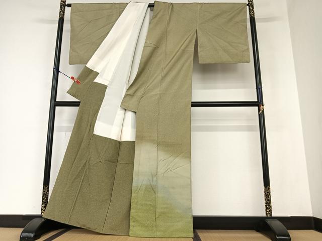 平和屋着物●本場染大島紬 訪問着 霞文 朽葉色 暈し染め 正絹 逸品 AAAZ0151zg