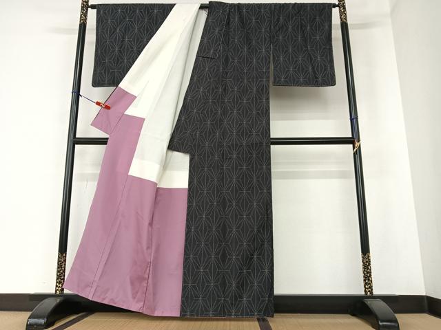 平和屋着物●本場大島紬 麻の葉文様 正絹 逸品 AAAZ0164zg