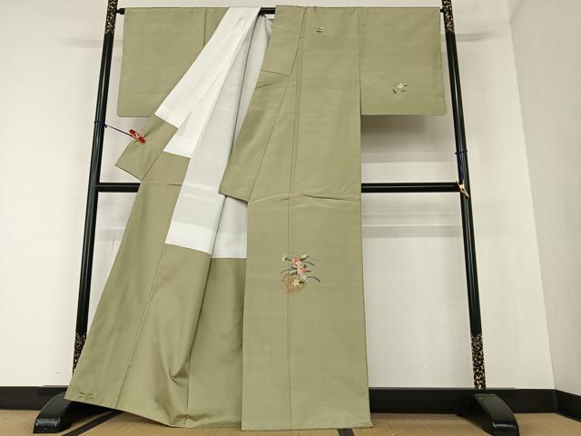 平和屋着物●上質な紬 訪問着 花籠文 正絹 逸品 AAAZ0174zg