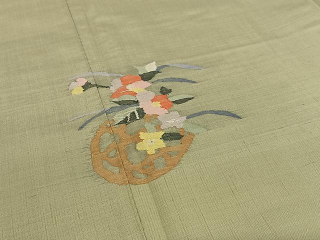 平和屋着物●上質な紬 訪問着 花籠文 正絹 逸品 AAAZ0174zg