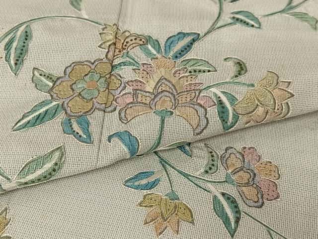 平和屋着物●本場大島紬 訪問着 中国三大刺繍 汕頭刺繍 スワトウ刺繍 更紗花唐草文 正絹 逸品 AAAZ0175zg