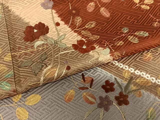 平和屋着物●訪問着 絞り 刺繍 草花文 金彩 正絹 逸品 AAAZ0203zg