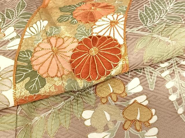 平和屋着物●豪華色留袖 駒刺繍 短冊花文 暈し染め 金彩 正絹 逸品 AAAZ0218zg