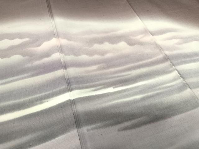 平和屋着物●訪問着 紬地 雲重ね霞文 暈し染め 正絹 逸品 AAAZ0235zg