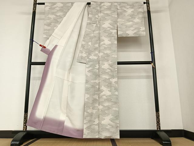 平和屋着物●本場大島紬 白大島 120亀甲 雲重ね文 正絹 逸品 AAAZ0241zg