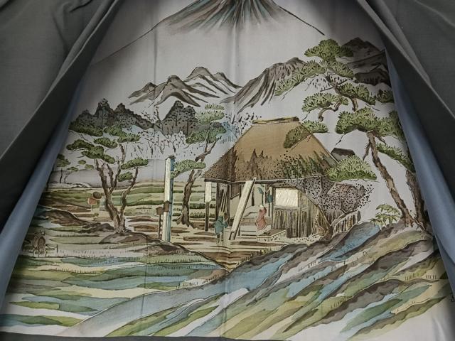 平和屋着物●男性 色紋付 アンサンブル 紬地 色無地 青褐色 正絹 逸品 AAAZ0248zg