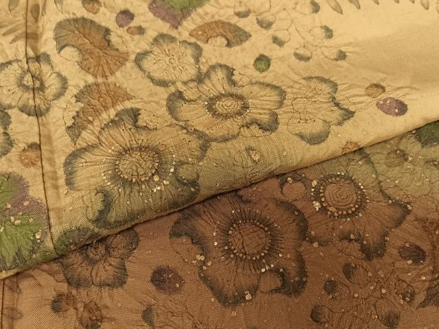 平和屋着物●訪問着 紬地 辻が花 手描き 絞り 暈し染め 正絹 逸品 AAAZ0276zg