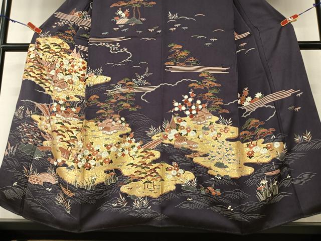 平和屋着物●訪問着 友禅 松竹梅風景花文 金彩 正絹 逸品 AAAZ0277zg