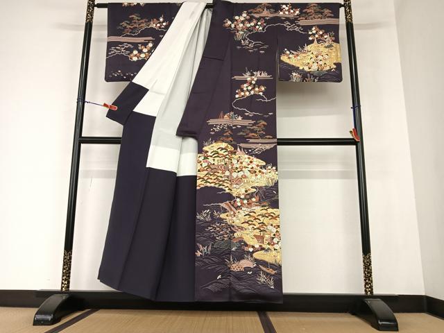 平和屋着物●訪問着 友禅 松竹梅風景花文 金彩 正絹 逸品 AAAZ0277zg