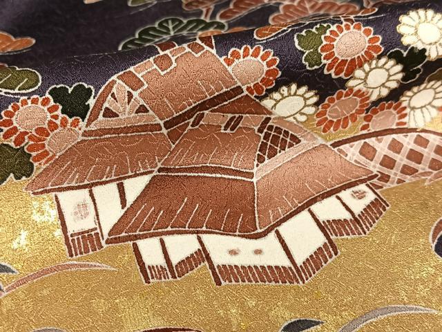 平和屋着物●訪問着 友禅 松竹梅風景花文 金彩 正絹 逸品 AAAZ0277zg