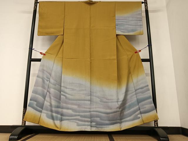 平和屋着物●訪問着 紬地 霞文 暈し染め 正絹 逸品 未使用 AAAZ0292zg