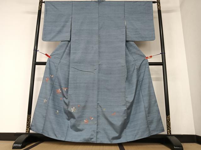 平和屋着物●訪問着 紬地 舞桜 正絹 逸品 AAAZ0305zg