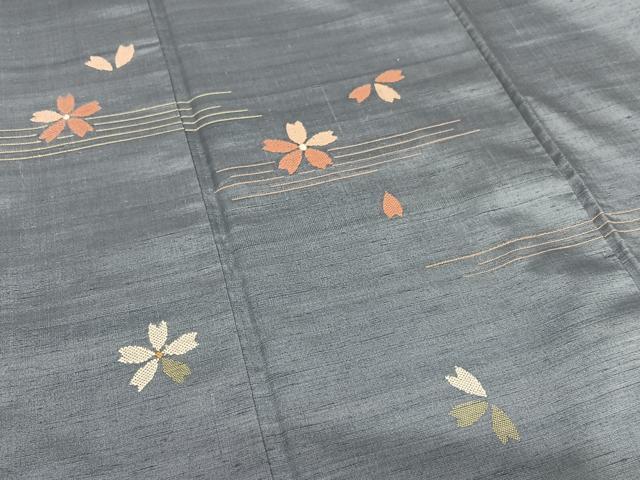 平和屋着物●訪問着 紬地 舞桜 正絹 逸品 AAAZ0305zg