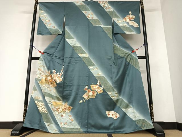平和屋着物●訪問着 駒刺繍 地紙重ね花文 暈し染め 金彩 松坂屋扱い 正絹 逸品 AAAZ0311zg