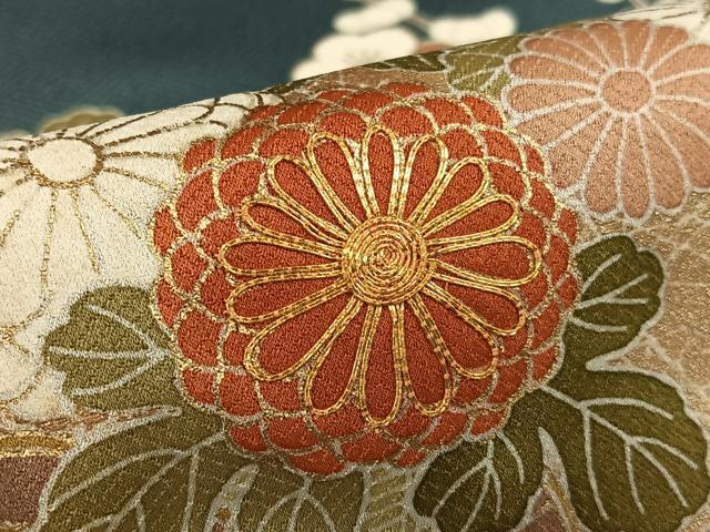 平和屋着物●訪問着 駒刺繍 地紙重ね花文 暈し染め 金彩 松坂屋扱い 正絹 逸品 AAAZ0311zg