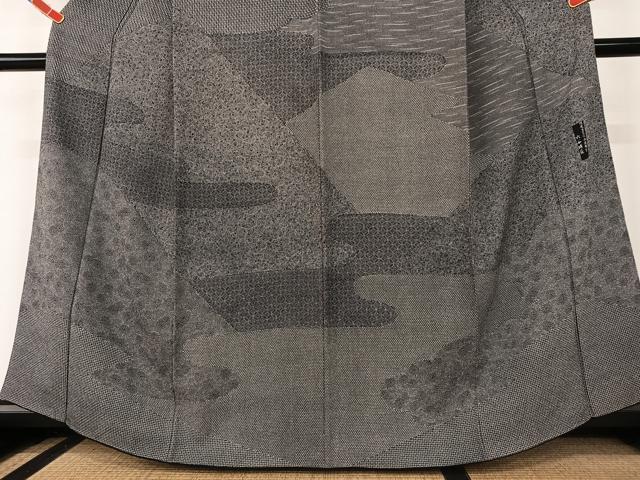 平和屋着物●人間国宝 初代六谷梅軒の息子 二代目 六谷梅軒(六谷博臣)江戸小紋 訪問着 吉祥花文 黒地 正絹 逸品 AAAZ0346zg