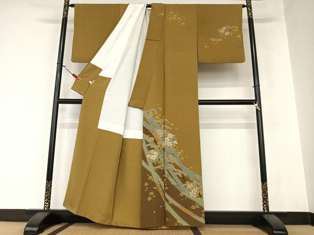 平和屋着物●訪問着 絞り 雪輪重ね花松文 金彩 ますいわ屋扱い 正絹 逸品 AAAZ0358zg