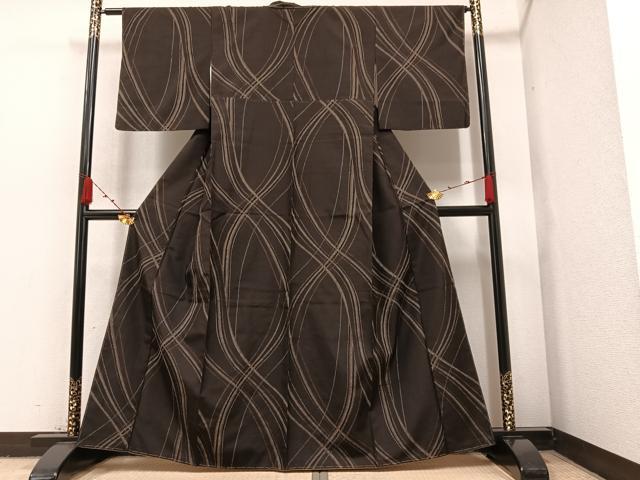 平和屋着物●上質な紬 よろけ縞 正絹 逸品 未使用 AAAZ0540ph