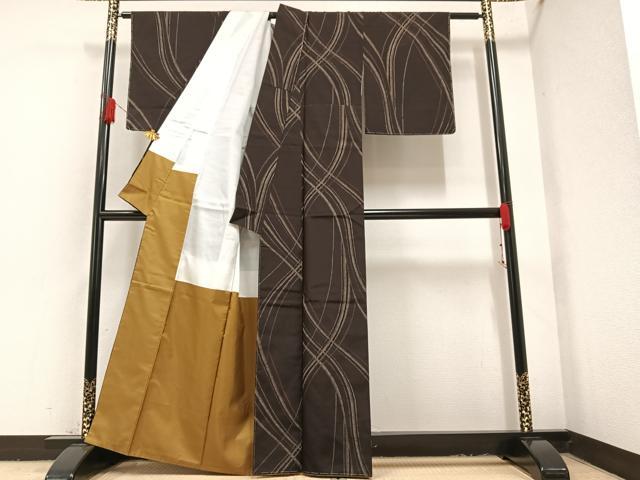 平和屋着物●上質な紬 よろけ縞 正絹 逸品 未使用 AAAZ0540ph