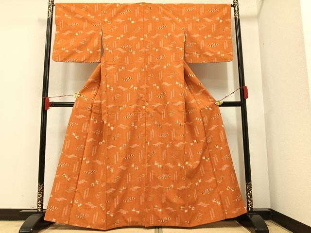 平和屋着物●上質な紬 琉球絣文様 正絹 逸品 AAAZ0542ph