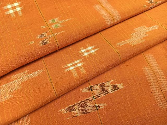 平和屋着物●上質な紬 琉球絣文様 正絹 逸品 AAAZ0542ph
