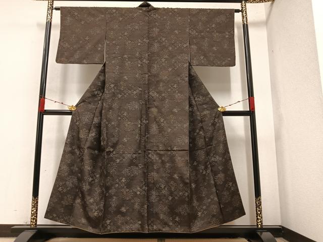 平和屋着物●上質な小紋 紬地 花鳥文 正絹 逸品 AAAZ0554ph