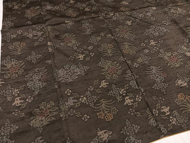 平和屋着物●上質な小紋 紬地 花鳥文 正絹 逸品 AAAZ0554ph
