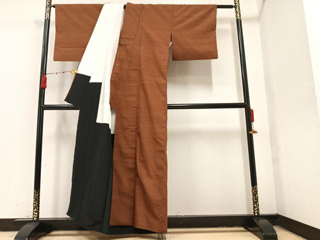 平和屋着物●上質な紬 色無地 駱駝色 正絹 逸品 AAAZ0555ph