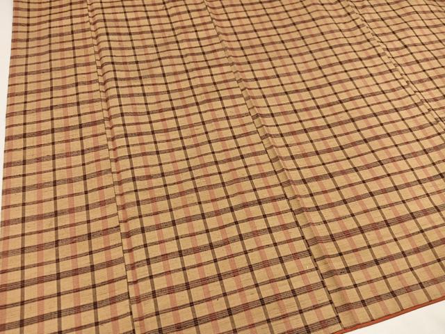 平和屋着物●上質な紬 格子 正絹 逸品 AAAZ0588ph