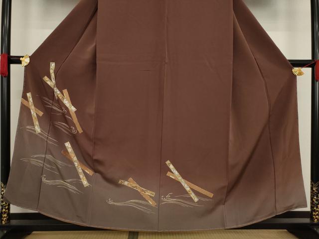 平和屋着物●訪問着 総刺繍 流水短冊花文 暈し染め 金彩 正絹 逸品 AAAZ0619ck