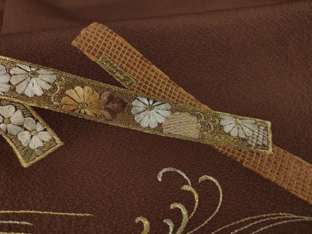 平和屋着物●訪問着 総刺繍 流水短冊花文 暈し染め 金彩 正絹 逸品 AAAZ0619ck