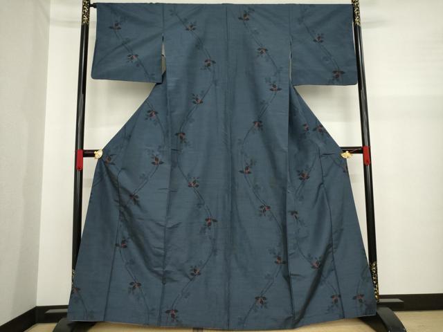 平和屋着物●上質な紬 南天文 正絹 逸品 AAAZ0627ck