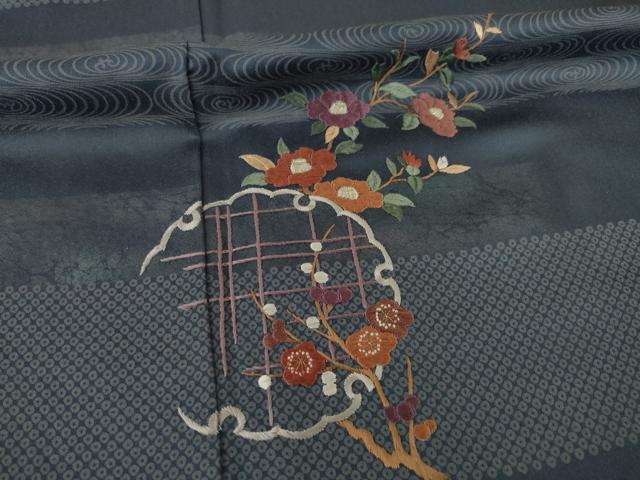 平和屋着物●訪問着 刺繍 雪輪花文 正絹 逸品 AAAZ0641ck