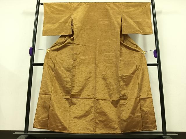 平和屋着物▽上質な紬 単衣 横段文 正絹 逸品 AAAZ0686jh