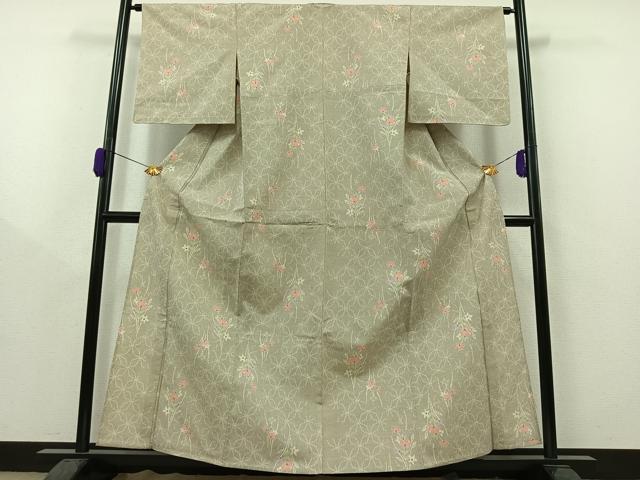 平和屋着物▽本塩沢 単衣 七宝花文 正絹 逸品 AAAZ0694jh