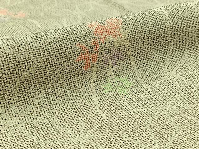 平和屋着物▽本塩沢 単衣 七宝花文 正絹 逸品 AAAZ0694jh