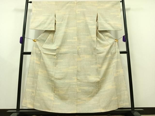 平和屋着物▽本塩沢 単衣 霞文 正絹 逸品 AAAZ0696jh