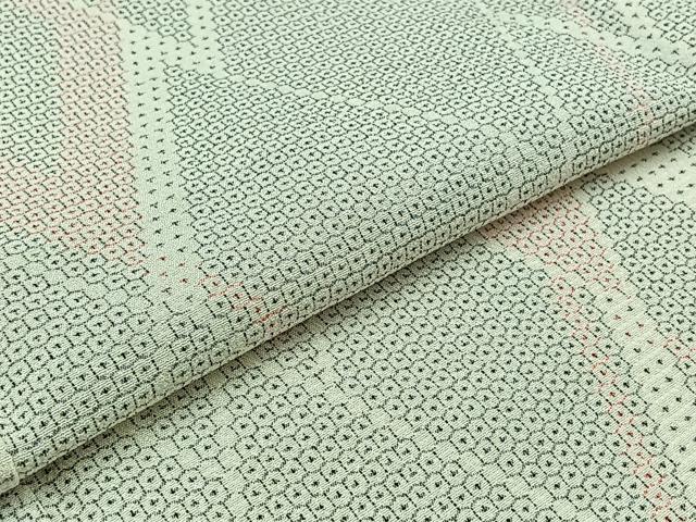 平和屋着物▽本塩沢 単衣 110亀甲 菱文 正絹 逸品 AAAZ0697jh