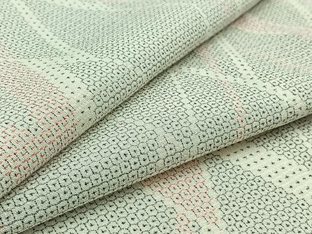平和屋着物▽本塩沢 単衣 110亀甲 菱文 正絹 逸品 AAAZ0697jh