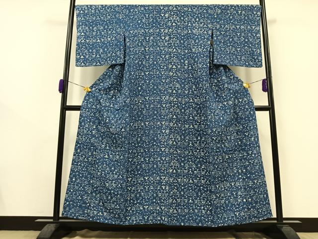 平和屋着物▽上質な小紋 単衣 一珍染 草花文 正絹 逸品 AAAZ0704jh