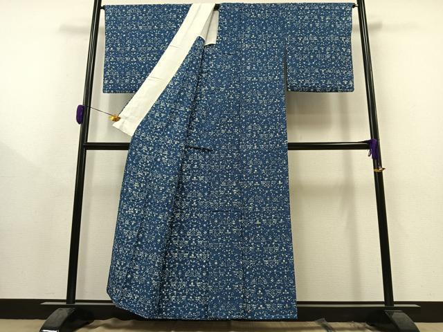 平和屋着物▽上質な小紋 単衣 一珍染 草花文 正絹 逸品 AAAZ0704jh