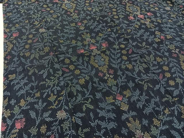 平和屋着物▽本塩沢 単衣 草花文 正絹 逸品 AAAZ0712jh