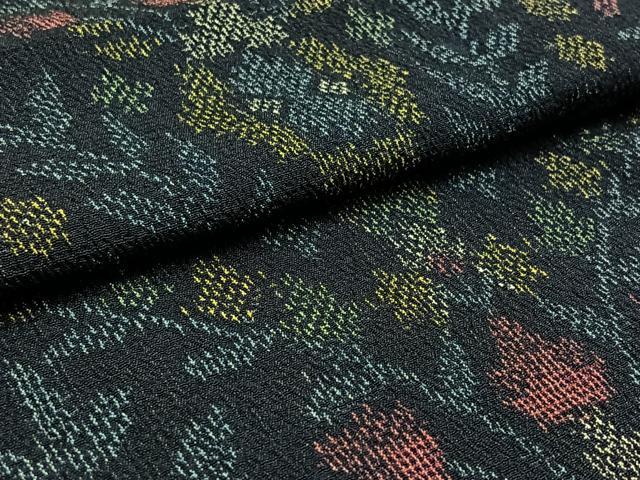 平和屋着物▽本塩沢 単衣 草花文 正絹 逸品 AAAZ0712jh