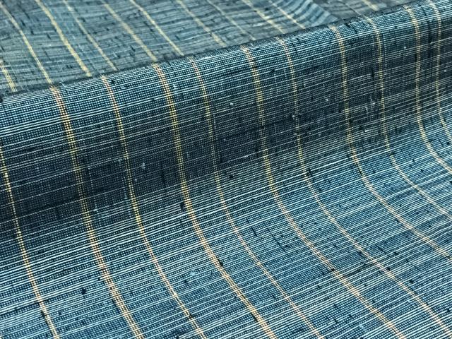 平和屋着物▽上質な紬 単衣 格子 正絹 逸品 AAAZ0716jd