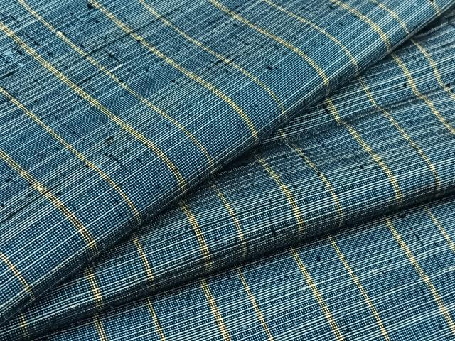 平和屋着物▽上質な紬 単衣 格子 正絹 逸品 AAAZ0716jd