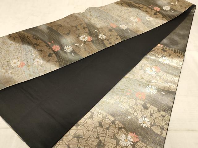 平和屋着物◎六通柄袋帯 舞花文 金糸 正絹 逸品 AAAZ0809dt