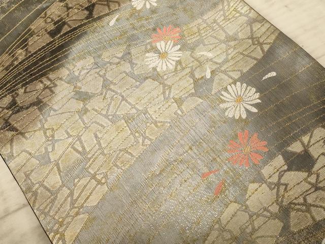 平和屋着物◎六通柄袋帯 舞花文 金糸 正絹 逸品 AAAZ0809dt